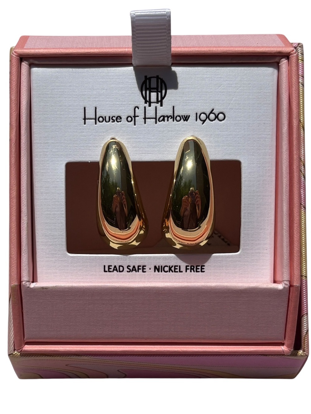 House of Harlow 1960 Chunky Gold Tone‎ Hoop Earrings Statement Vintage NIB